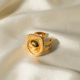 Anillo abierto con aro en espiral de acero inoxidable chapado en oro de 18 quilates