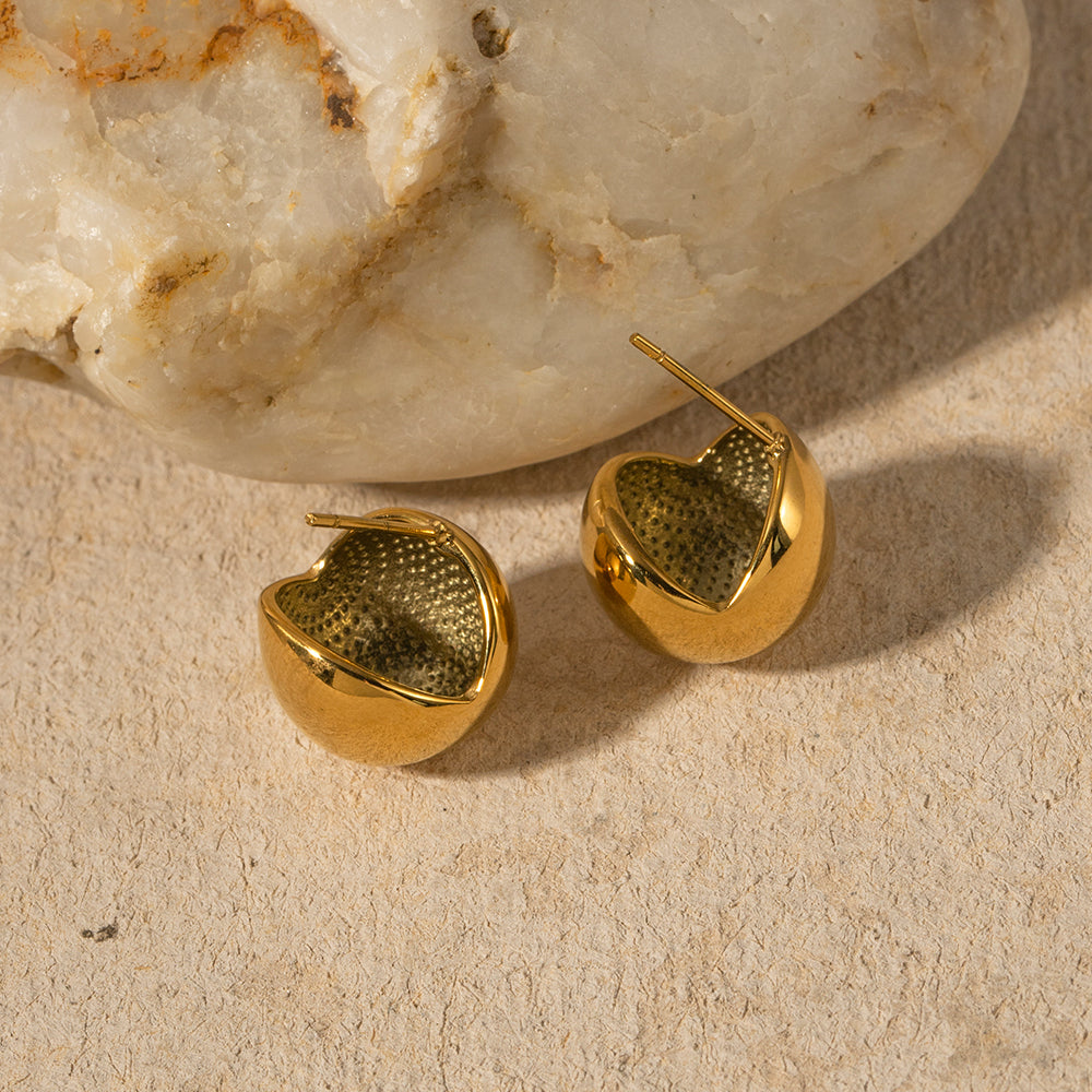 Gold Plated Hemispherical Cutout Earrings for Women