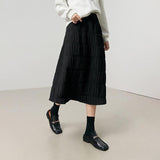 High-Waist A-Line Pleated Midi Skirt for Women