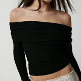 Eleganter Off-Shoulder Strickpullover