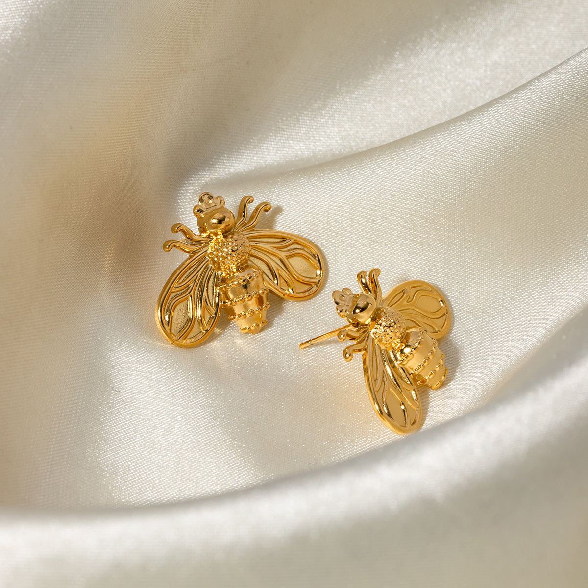 18K Gold Stainless Steel Creative Plated Bee Earrings