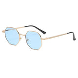 Women Retro Polygonal Metal Sunglasses