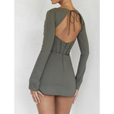 Full Sleeve Backless Mini Dress