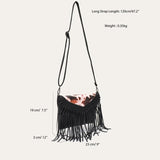 Bohemian Animal Print Crossbody Bag with Tassel Fringe