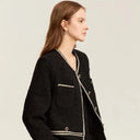 Chaqueta elegante con cuello redondo y hebilla de cuentas