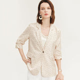 Blazer de seda con estampado de lunares chic para mujer