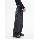 Women's Vintage Casual PU Leather Wide Leg Pants