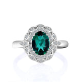 Emerald Ring Women's S925 Silver Opening Adjustable Ring - Dazpy