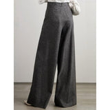 Chic High Waist Woolen Wide Leg Pants for Women