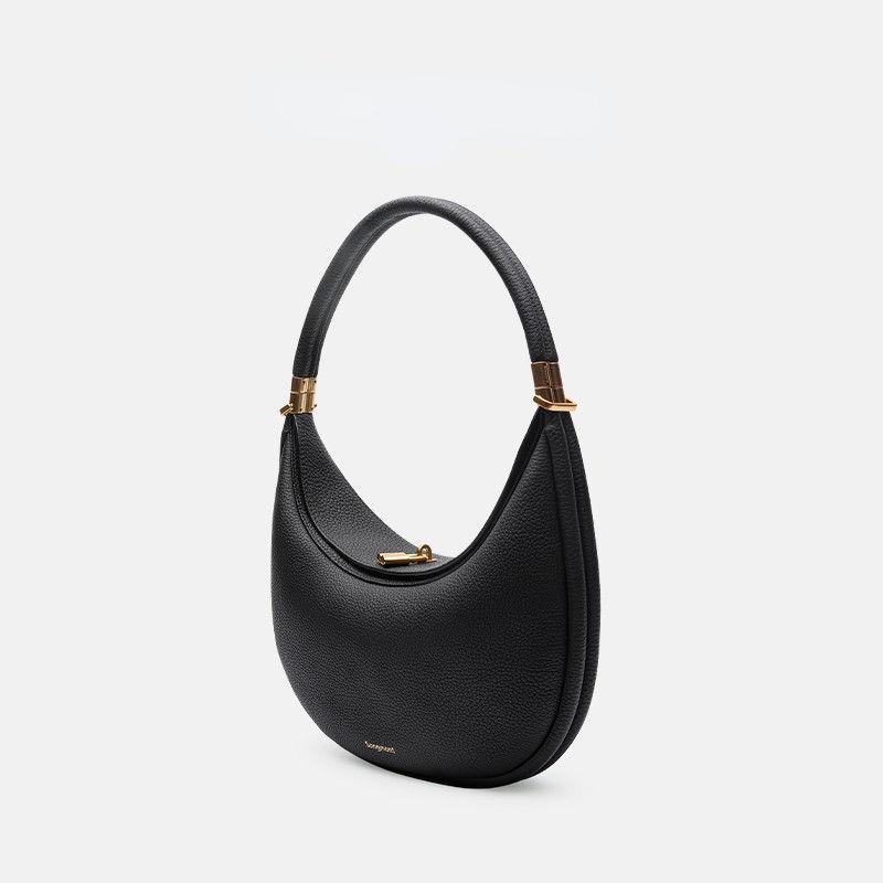 Luxury Crescent Leather Shoulder Bag