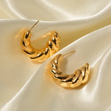 Twisted C-shaped Gold Plated Stud Earrings