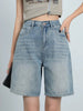 Knielange Jeansshorts mit hoher Taille für Damen