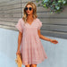 V-Neck Chiffon Dress with Ruffled Edges and Flying Sleeves