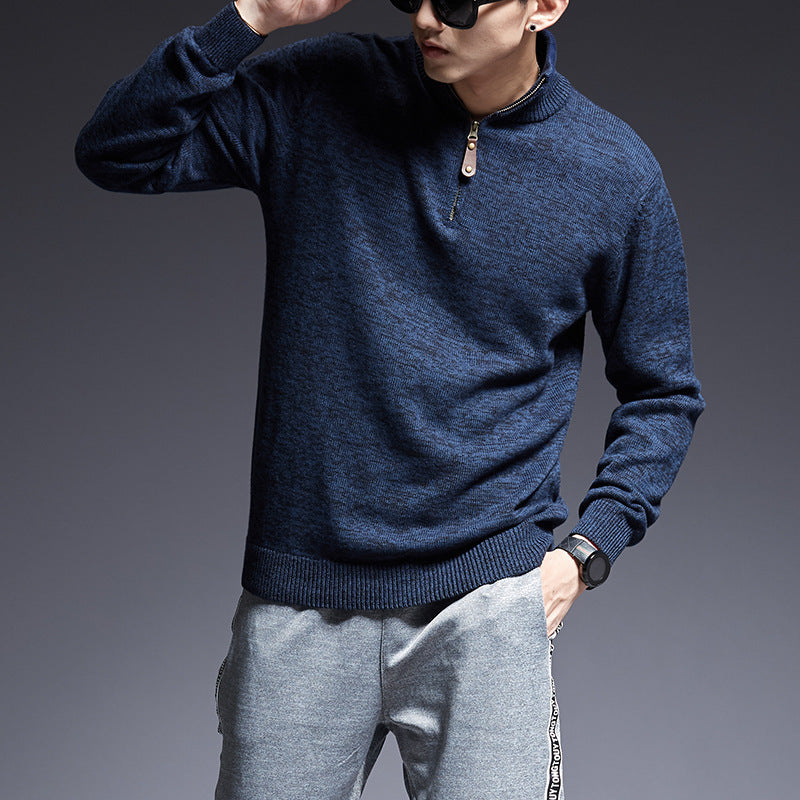 Zipper Stand-up Collar Fashion Sweater Men's Sweater Bottoming Shirt