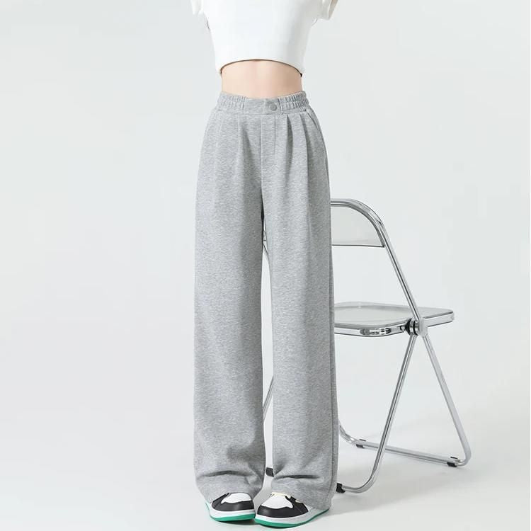 High Waist Wide Leg Gray Sweatpants