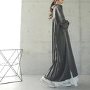 Women's Loose-Waist Pleated Long Shirt Dress