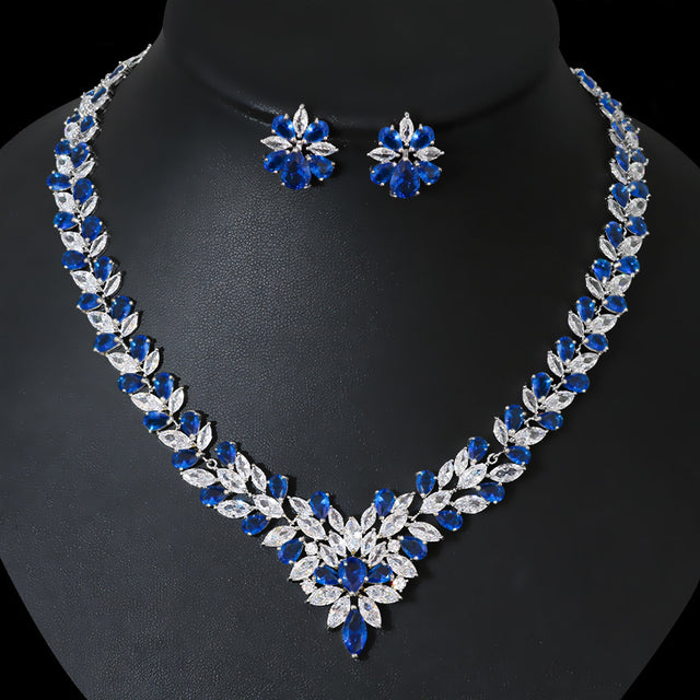 Bride Zircon Jewelry Necklace Earring Set - Dazpy