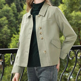 Green Turn-down Collar Office Jacket