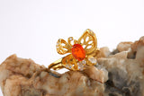 S925 Sterling Silver Inlaid Natural Opal Colored Gems Butterfly Ring - Dazpy