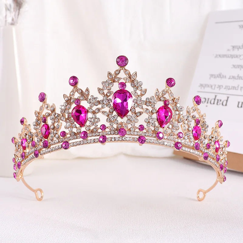 Tiara nupcial barroca de oro y cristal color champán