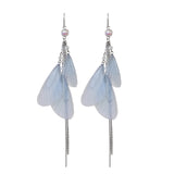 Design Super Fairy Butterfly Dragonfly Wings Long Tassel Earrings - Dazpy