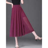 Elegante Chiffon-Caprihose mit weitem Bein