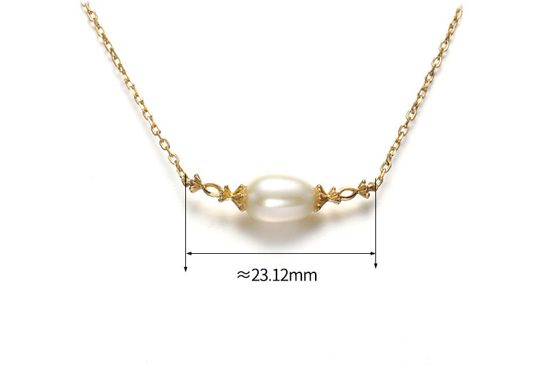 Silver Vintage Pearl Pendant Necklace Women's Simple - Dazpy