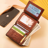 Men's Leather RFID Anti-theft Brush Retro Wallet - Dazpy