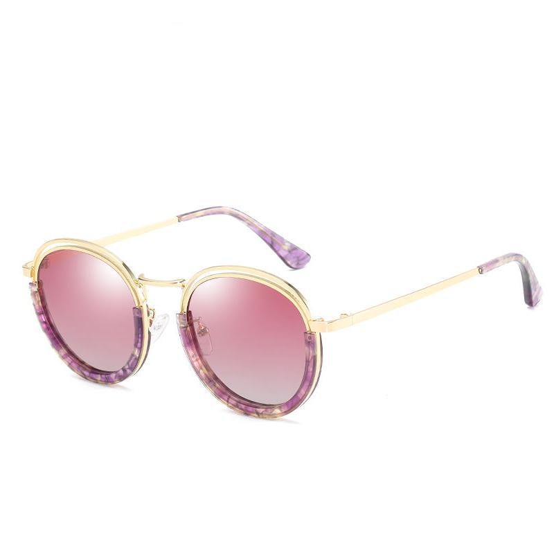 Runde polarisierte Vintage-Sonnenbrille für Damen