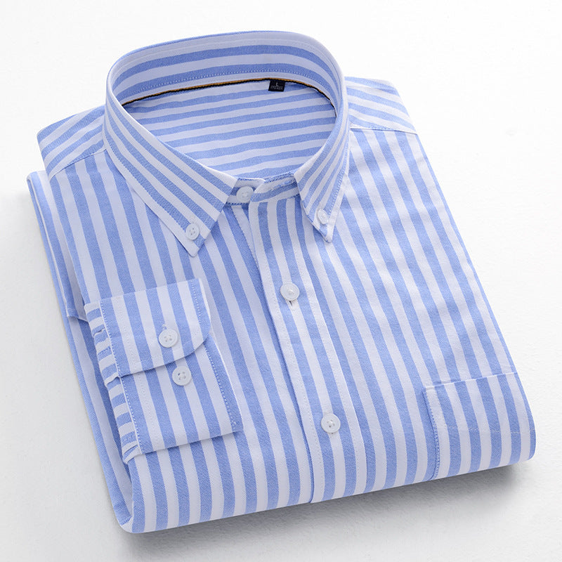 Striped Cotton Oxford Anti-wrinkle Casual Shirt For Men