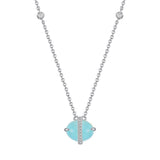 Fashion S925 Sterling Silver Necklace Aquamarine - Dazpy