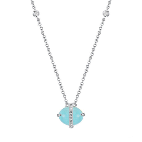 Fashion S925 Sterling Silver Necklace Aquamarine - Dazpy