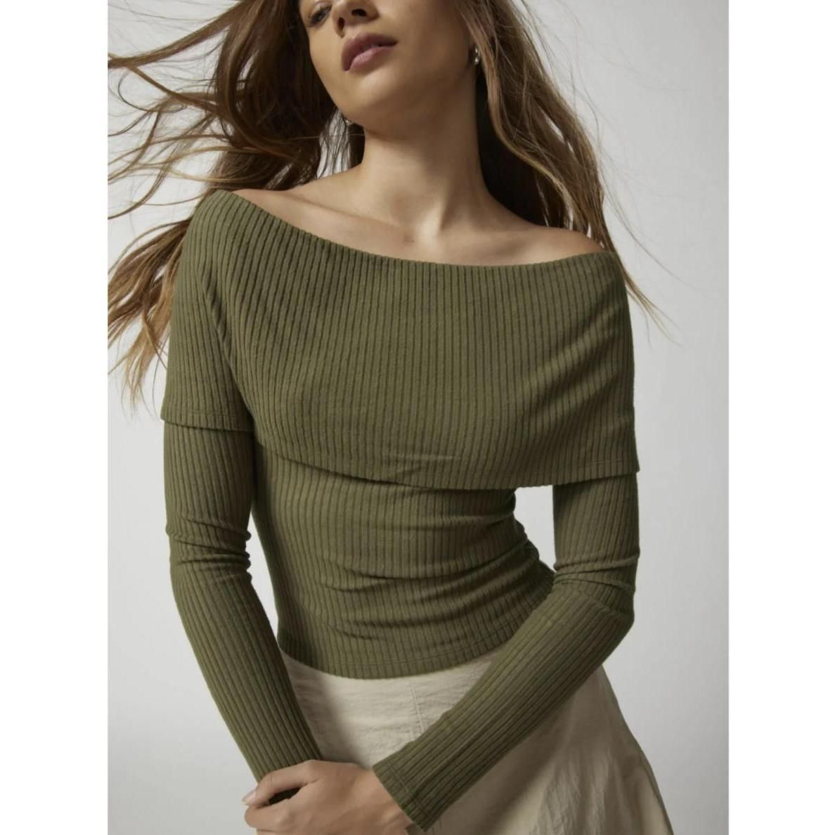 Eleganter Off-Shoulder Strickpullover