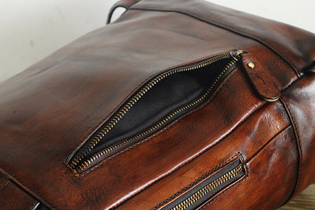 Vintage Rubbed Color Handmade Top Layer Leather Travel Bag - Dazpy