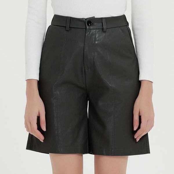 Elegante knielange PU-Leder-Shorts für Damen