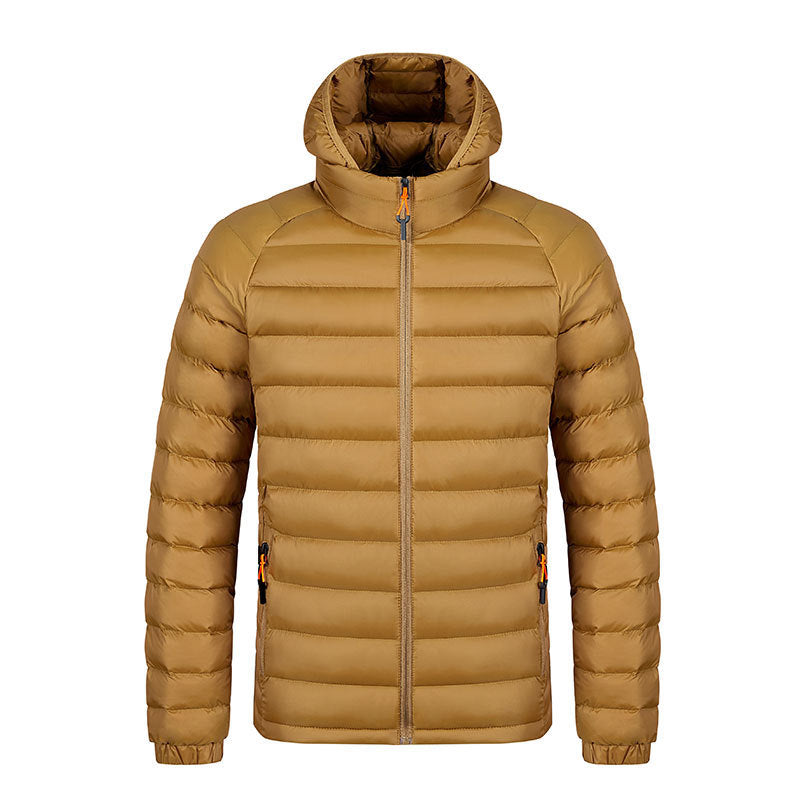 Men's Striped Hooded Warm Cotton-padded Jacket