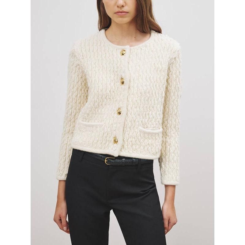 Eleganter O-Ausschnitt-Strick-Cardigan für Damen