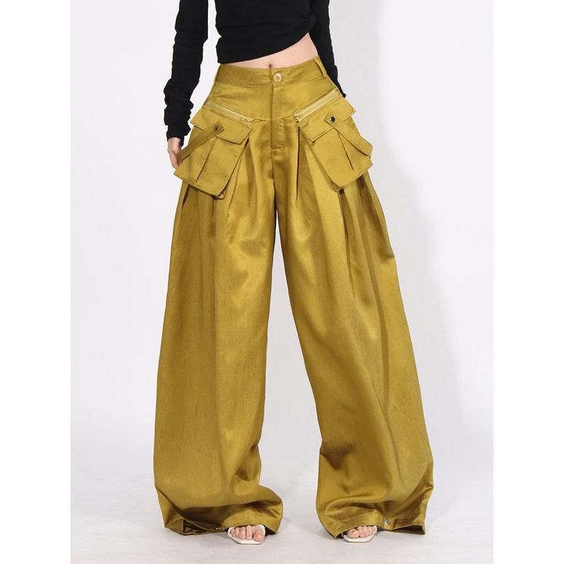 High Waist Solid Casual Wide Leg Pants