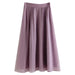 Elegant High-Waist A-Line Mid-Calf Skirt for Women