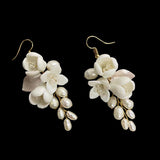 Wedding Bridal Tiara Earrings White Ceramic - Dazpy