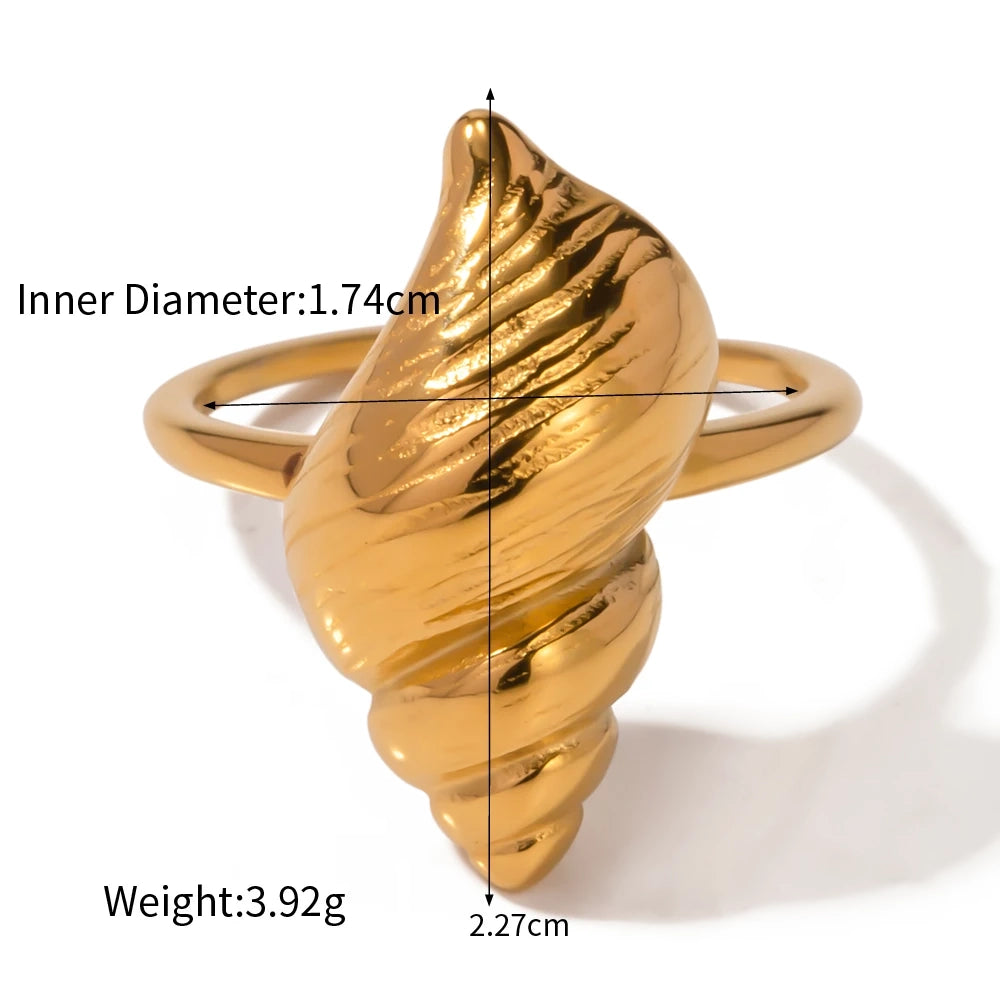 18 Karat vergoldeter Ring mit Muschelstruktur