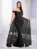 Women's Off-Shoulder Fishtail Long Evening Dress