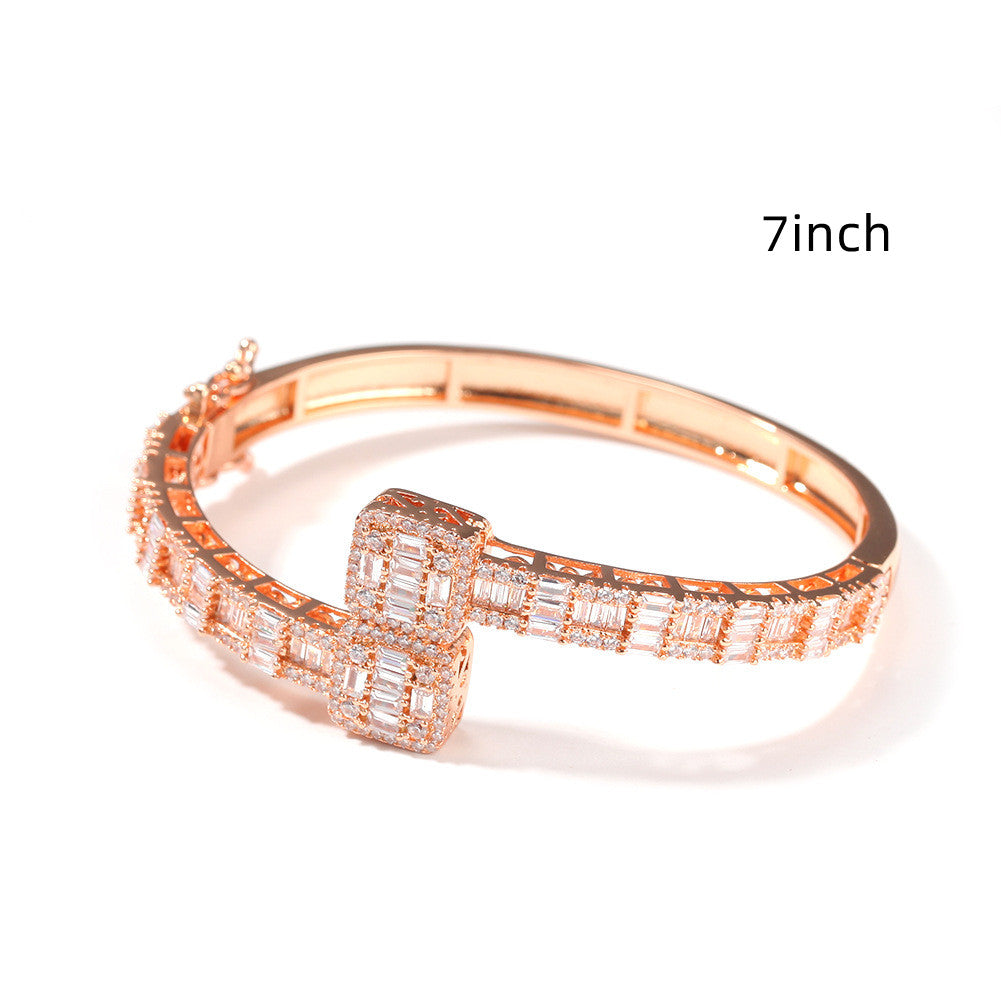 HT Cubic Zirconia Men's Bracelet Gold Plated Fashion Personality - Dazpy