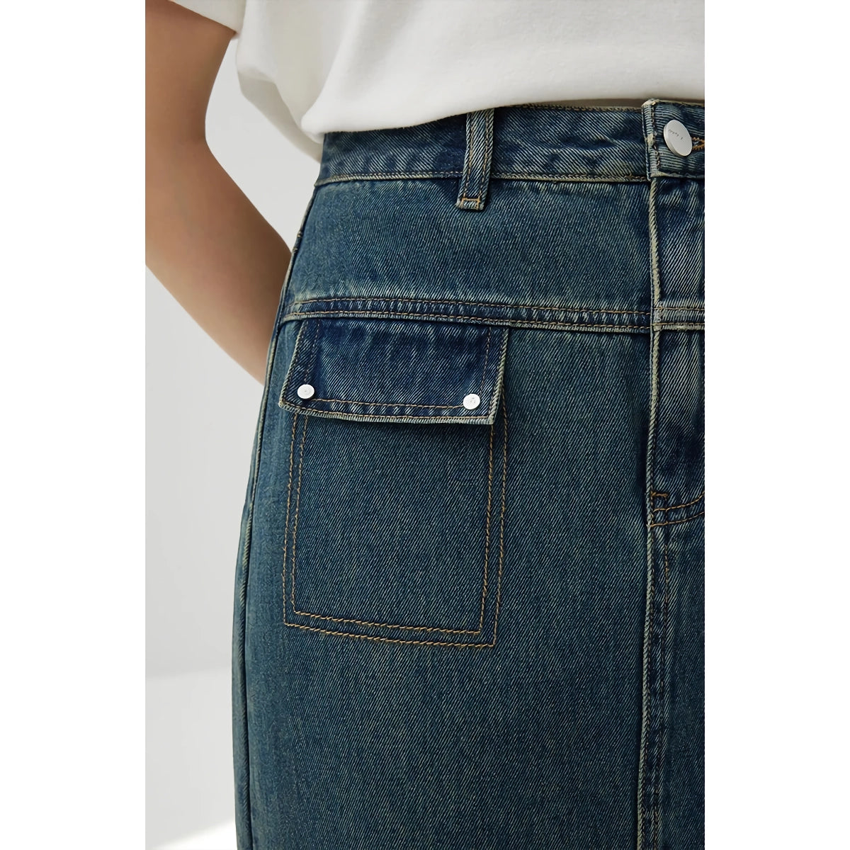 Vintage Jeansrock aus gewaschener Baumwolle für Damen