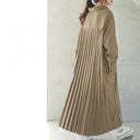 Women's Loose-Waist Pleated Long Shirt Dress