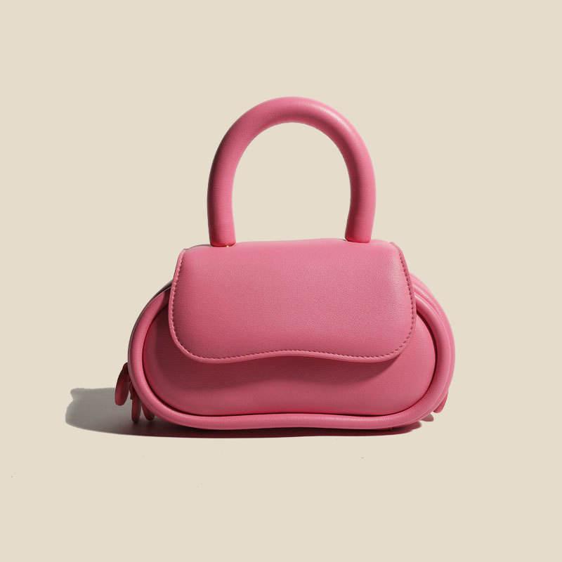 Bolso de mano suave Macaron de cuero genuino