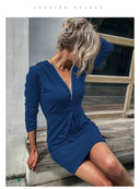 Women's Hooded Lace-Up Pencil Mini Dress