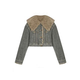 Women's Vintage Denim Lambhair Coat