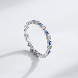 S925 Sterling Silver Heart-shaped Ring Female Inlaid Zircon Devil's Eye - Dazpy