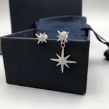 New S925 Sterling Silver Six Point Star Necklace Double Meteor - Dazpy